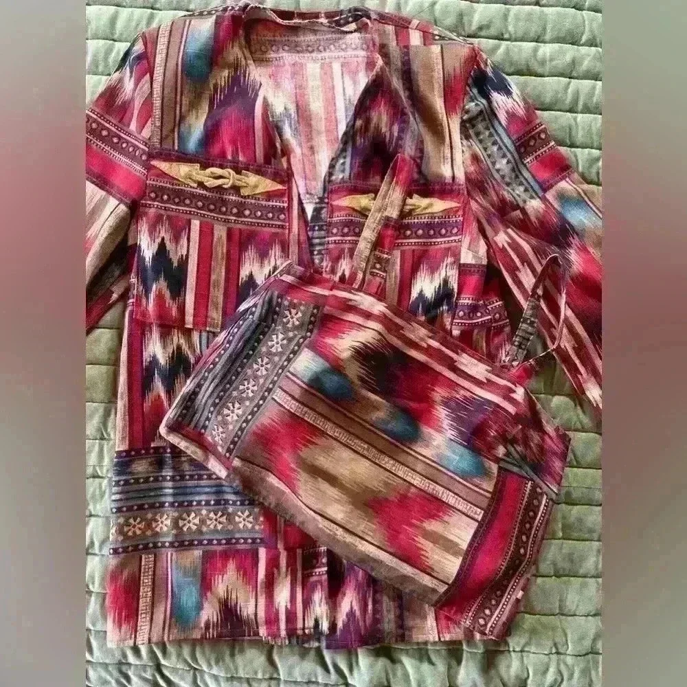 Very unique handmade western crop top and matching jacket set boho,festival